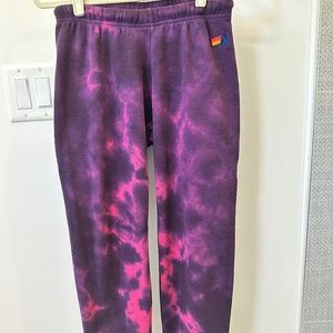 RARE color Aviator Nation Sweatpants Women small S purple tie dye purple pink